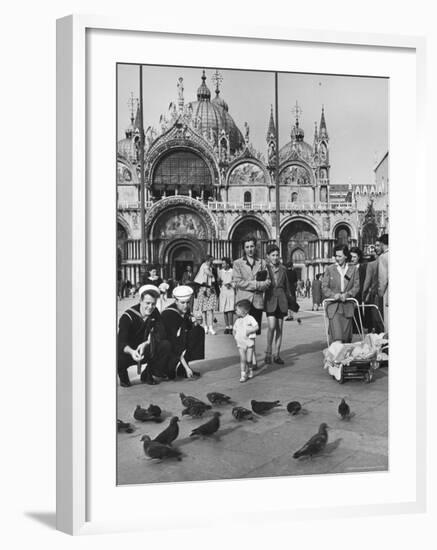 Tourists and Pigeons in Piazza San Marco-Alfred Eisenstaedt-Framed Photographic Print