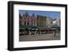 Tourists and visitors enjoying pavement cafes, Markt Square, Bruges, West Flanders, Belgium, Europe-Peter Barritt-Framed Photographic Print