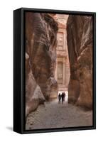 Tourists Approaching the Treasury from the Siq, Petra, Jordan, Middle East-Richard Maschmeyer-Framed Stretched Canvas