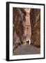 Tourists Approaching the Treasury from the Siq, Petra, Jordan, Middle East-Richard Maschmeyer-Framed Photographic Print