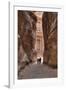 Tourists Approaching the Treasury from the Siq, Petra, Jordan, Middle East-Richard Maschmeyer-Framed Photographic Print