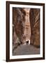 Tourists Approaching the Treasury from the Siq, Petra, Jordan, Middle East-Richard Maschmeyer-Framed Photographic Print