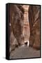 Tourists Approaching the Treasury from the Siq, Petra, Jordan, Middle East-Richard Maschmeyer-Framed Stretched Canvas