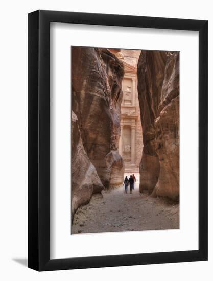 Tourists Approaching the Treasury from the Siq, Petra, Jordan, Middle East-Richard Maschmeyer-Framed Photographic Print