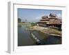 Tourists Arrive by Boat at Monastery on Inle Lake, Shan State, Myanmar (Burma)-Julio Etchart-Framed Photographic Print