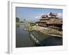 Tourists Arrive by Boat at Monastery on Inle Lake, Shan State, Myanmar (Burma)-Julio Etchart-Framed Photographic Print