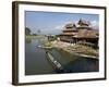 Tourists Arrive by Boat at Monastery on Inle Lake, Shan State, Myanmar (Burma)-Julio Etchart-Framed Photographic Print