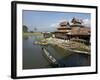 Tourists Arrive by Boat at Monastery on Inle Lake, Shan State, Myanmar (Burma)-Julio Etchart-Framed Photographic Print