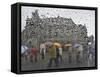 Tourists as They Cross the Street in Front of the Landmark Semper Opera House in Dresden-null-Framed Stretched Canvas