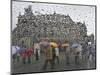 Tourists as They Cross the Street in Front of the Landmark Semper Opera House in Dresden-null-Mounted Photographic Print