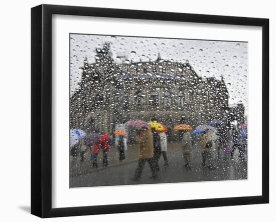 Tourists as They Cross the Street in Front of the Landmark Semper Opera House in Dresden-null-Framed Photographic Print