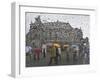 Tourists as They Cross the Street in Front of the Landmark Semper Opera House in Dresden-null-Framed Photographic Print