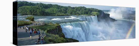 Tourists at a Waterfall, Niagara Falls, Niagara River, Niagara County, New York State, USA-null-Stretched Canvas