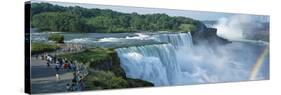 Tourists at a Waterfall, Niagara Falls, Niagara River, Niagara County, New York State, USA-null-Stretched Canvas