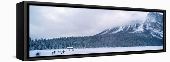 Tourists at Banff National Park in Winter, Calgary, Alberta, Canada-null-Framed Stretched Canvas