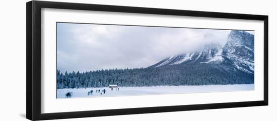 Tourists at Banff National Park in Winter, Calgary, Alberta, Canada-null-Framed Photographic Print