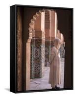 Tourists at Ben Youssef Madrasa, in the Medina in Marrakech, Morocco-David H. Wells-Framed Stretched Canvas