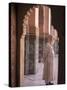 Tourists at Ben Youssef Madrasa, in the Medina in Marrakech, Morocco-David H. Wells-Stretched Canvas