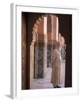 Tourists at Ben Youssef Madrasa, in the Medina in Marrakech, Morocco-David H. Wells-Framed Photographic Print