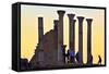 Tourists at Excavated Roman City of Volubilis-Neil-Framed Stretched Canvas