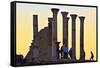 Tourists at Excavated Roman City of Volubilis-Neil-Framed Stretched Canvas