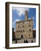 Tourists at Palazzo dei Priori, Piazza dei Priori, Volterra, Tuscany, Italy-null-Framed Photographic Print