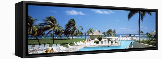 Tourists at Poolside in a Seaside Resort, Montego Bay, St. James Parish, Jamaica-null-Framed Stretched Canvas