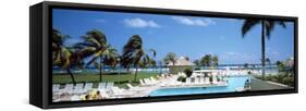 Tourists at Poolside in a Seaside Resort, Montego Bay, St. James Parish, Jamaica-null-Framed Stretched Canvas