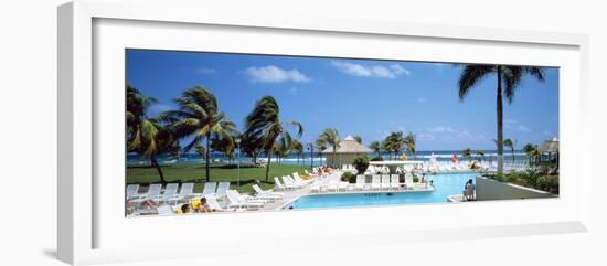 Tourists at Poolside in a Seaside Resort, Montego Bay, St. James Parish, Jamaica-null-Framed Photographic Print