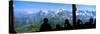 Tourists at Schilthorn 007 Restaurant with Mt Eiger Mt Monch Mt Jungfrau in the Background-null-Stretched Canvas