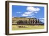 Tourists at the 15 Moai Restored Ceremonial Site of Ahu Tongariki-Michael Nolan-Framed Photographic Print