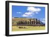 Tourists at the 15 Moai Restored Ceremonial Site of Ahu Tongariki-Michael Nolan-Framed Photographic Print