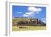 Tourists at the 15 Moai Restored Ceremonial Site of Ahu Tongariki-Michael Nolan-Framed Photographic Print