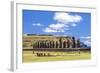 Tourists at the 15 Moai Restored Ceremonial Site of Ahu Tongariki-Michael Nolan-Framed Photographic Print