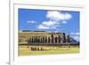 Tourists at the 15 Moai Restored Ceremonial Site of Ahu Tongariki-Michael Nolan-Framed Photographic Print