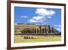 Tourists at the 15 Moai Restored Ceremonial Site of Ahu Tongariki-Michael Nolan-Framed Photographic Print