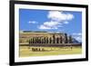 Tourists at the 15 Moai Restored Ceremonial Site of Ahu Tongariki-Michael Nolan-Framed Photographic Print