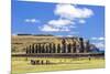 Tourists at the 15 Moai Restored Ceremonial Site of Ahu Tongariki-Michael Nolan-Mounted Photographic Print