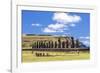 Tourists at the 15 Moai Restored Ceremonial Site of Ahu Tongariki-Michael Nolan-Framed Photographic Print