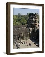 Tourists at the Angkor Wat Archaeological Park, Siem Reap, Cambodia, Indochina, Southeast Asia-Julio Etchart-Framed Photographic Print