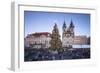 Tourists at the Christmas markets facing the Cathedral of St. Vitus, Old Town Square, UNESCO World -Roberto Moiola-Framed Photographic Print