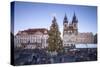 Tourists at the Christmas markets facing the Cathedral of St. Vitus, Old Town Square, UNESCO World -Roberto Moiola-Stretched Canvas