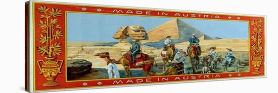 Tourists at the Pyramids in Egypt, Label from a Fez Box, c.1914-null-Stretched Canvas