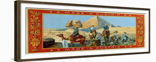 Tourists at the Pyramids in Egypt, Label from a Fez Box, c.1914-null-Framed Giclee Print