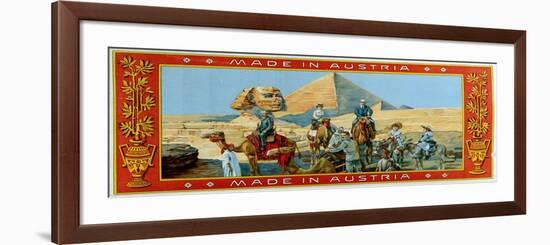 Tourists at the Pyramids in Egypt, Label from a Fez Box, c.1914-null-Framed Giclee Print