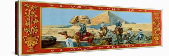 Tourists at the Pyramids in Egypt, Label from a Fez Box, c.1914-null-Stretched Canvas
