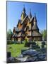 Tourists Checking Map Beside Heddal Stave Church, Norway's Largest Wooden Stavekirke-Doug Pearson-Mounted Photographic Print