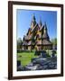Tourists Checking Map Beside Heddal Stave Church, Norway's Largest Wooden Stavekirke-Doug Pearson-Framed Photographic Print