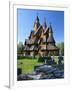 Tourists Checking Map Beside Heddal Stave Church, Norway's Largest Wooden Stavekirke-Doug Pearson-Framed Photographic Print