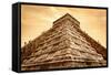 Tourists Climb the Pyramid of Kukulcan-Thom Lang-Framed Stretched Canvas